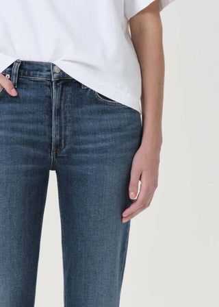 Agolde - Calça Jeans Curta Reta Kye Cintura Média