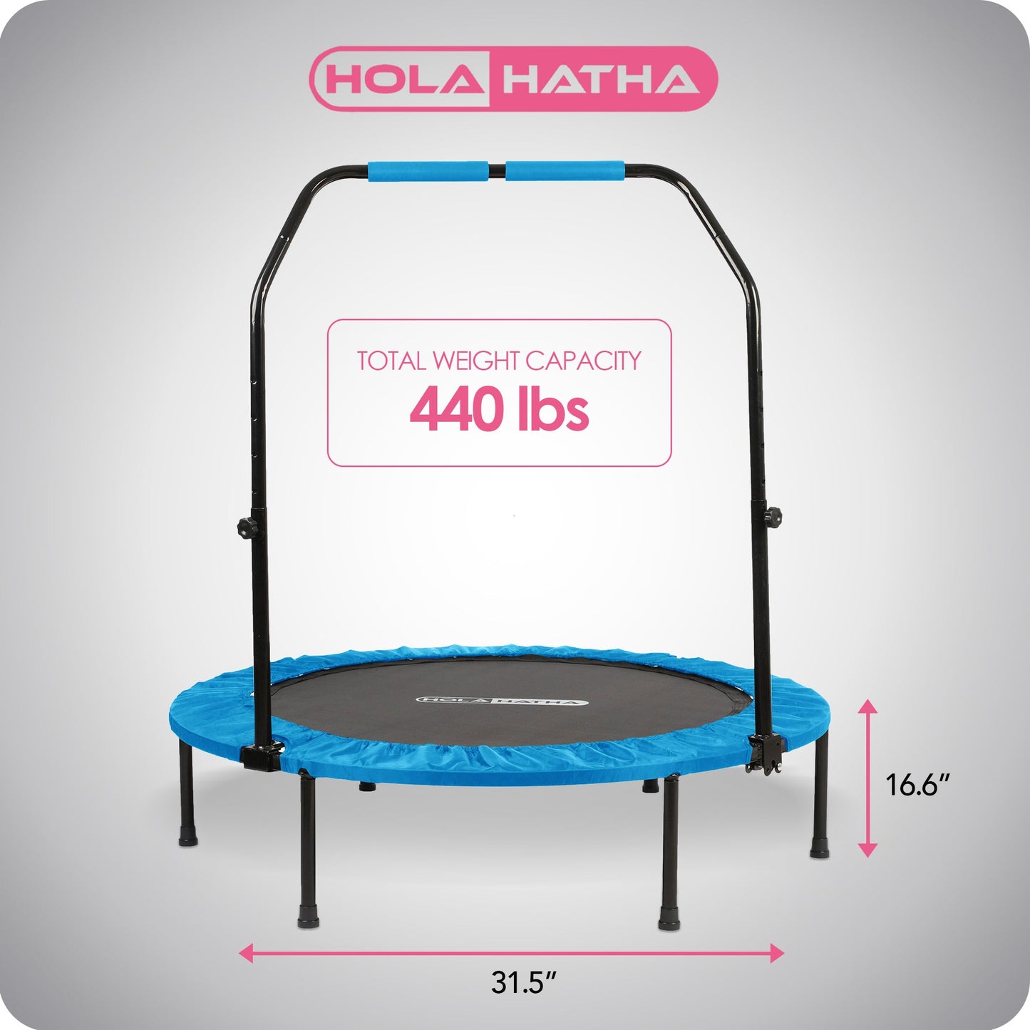 HolaHatha Mini Trampolim Fitness Rebounder de 40" com Alça Ajustável, Azul