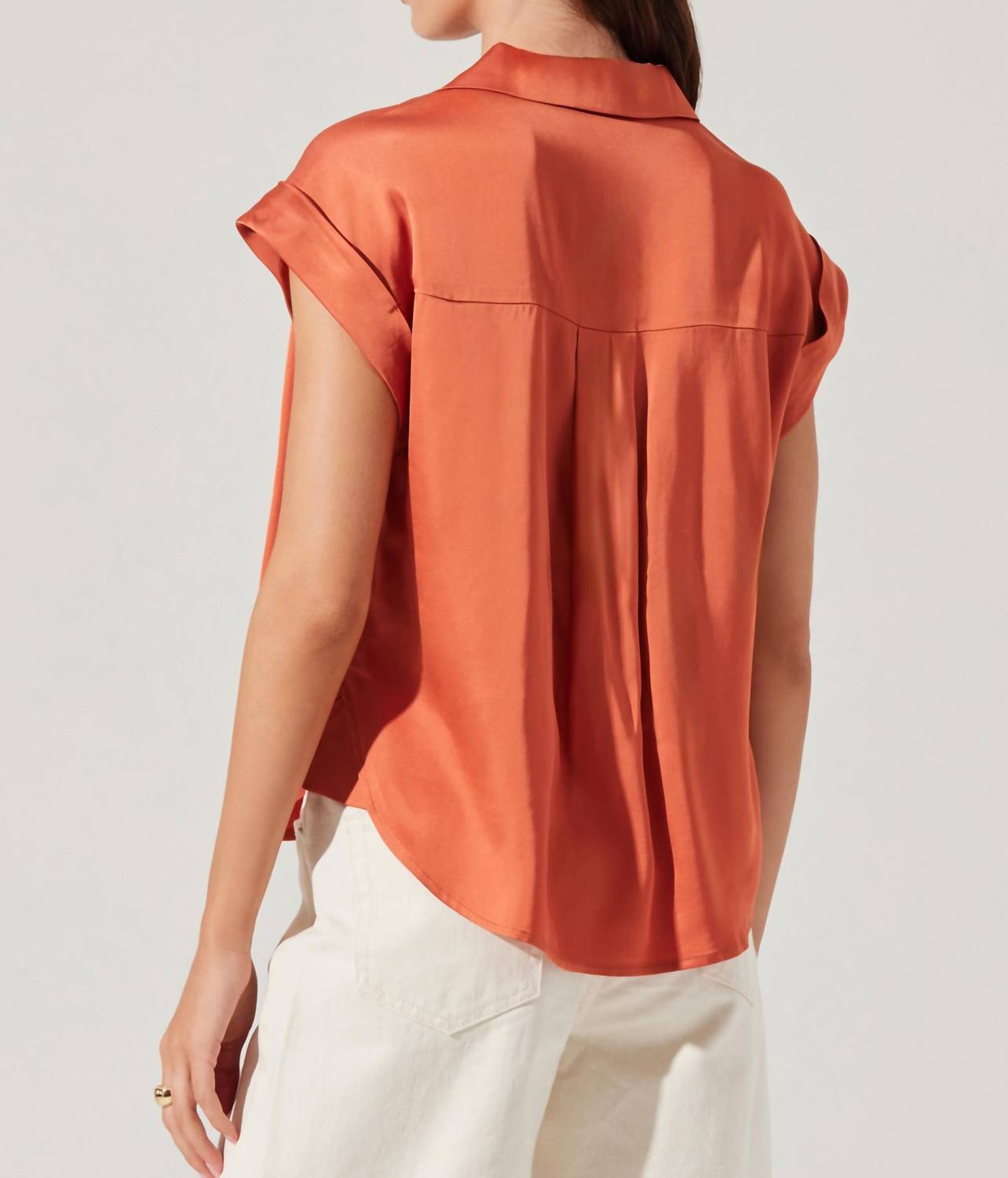 Astr - Callen Satin Button Up Top