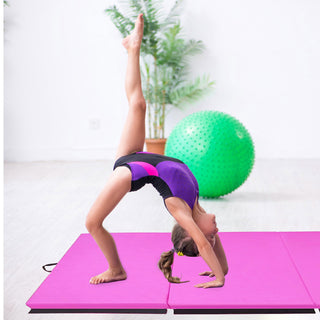 Tapete de exercícios BalanceFrom Fitness 120 x 48 polegadas e barra de ginástica ajustável, rosa