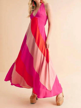 Trendsi - Vestido longo sem mangas Aemi+Co Color Block