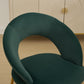 Velvet Fabric Dining Chair with Curved Backrest and Golden Metal Legs