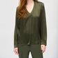Joseph Ribkoff - Pleated V-neck Long Sleeve Satin Top