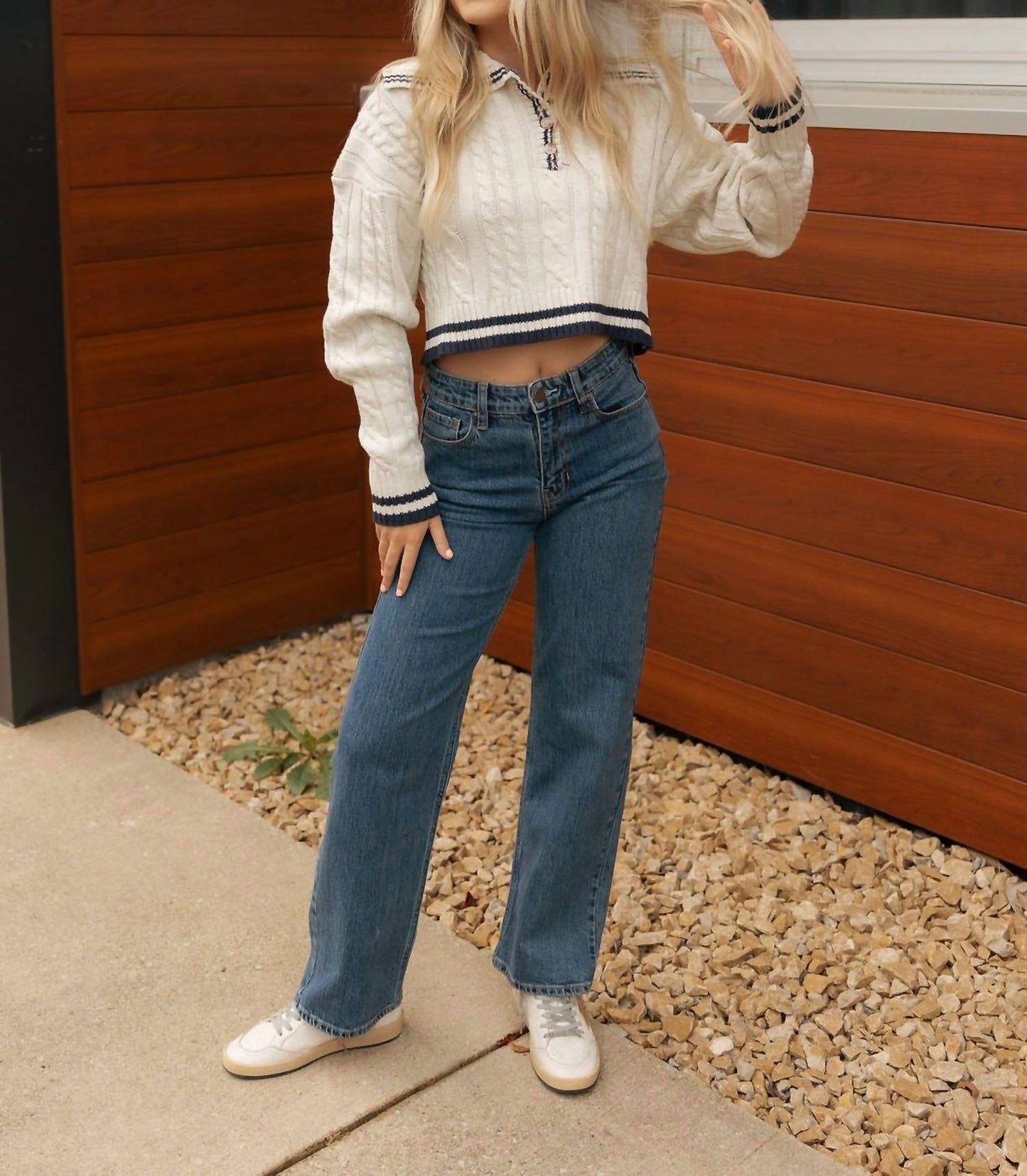 Mable - Lapel Collar Crop Sweater