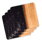 Creative Gifts International - Set Of 4 Marble and Acacia Wood 4" Square Coasters