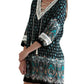 Entro - Border Print Lace up Tassel Tie Dress