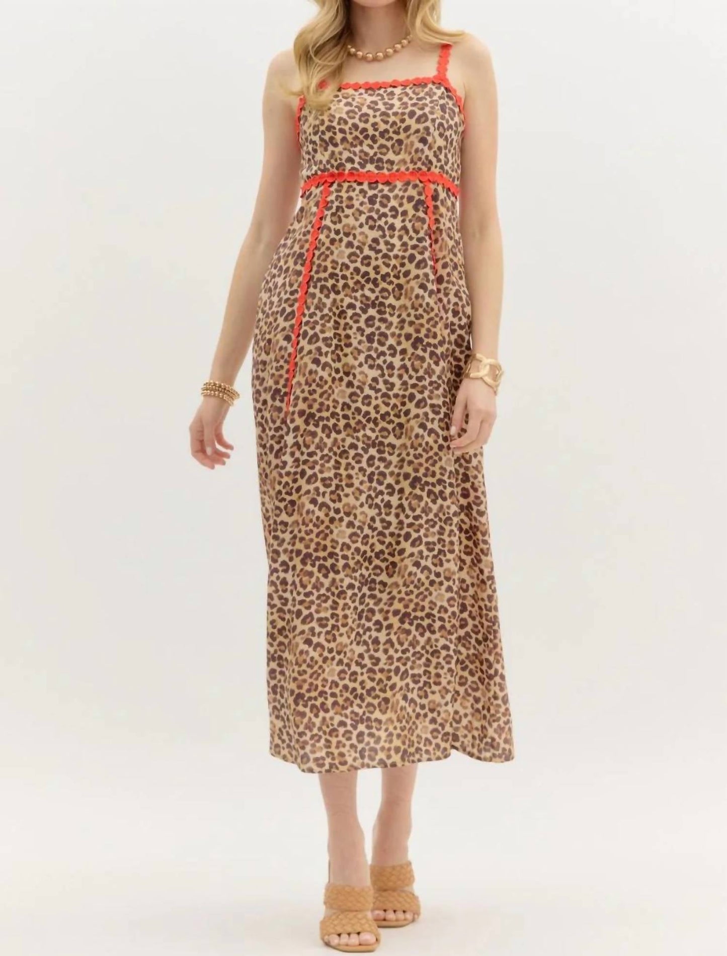 Entro - Leopard Sundress with Ric Rac Trim