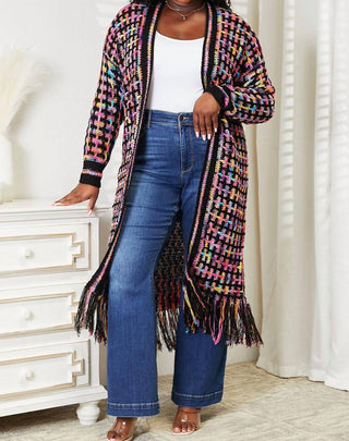 Angel Wings By Lucy - Cardigan tamanho grande com abertura frontal e franjas