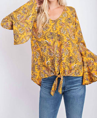 143 Story - Blusa Amarela Dourada com Laço Floral Frontal