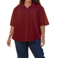 On The Plus Side - Crinkle Cotton Short Sleeve Collar Shirt - Plus