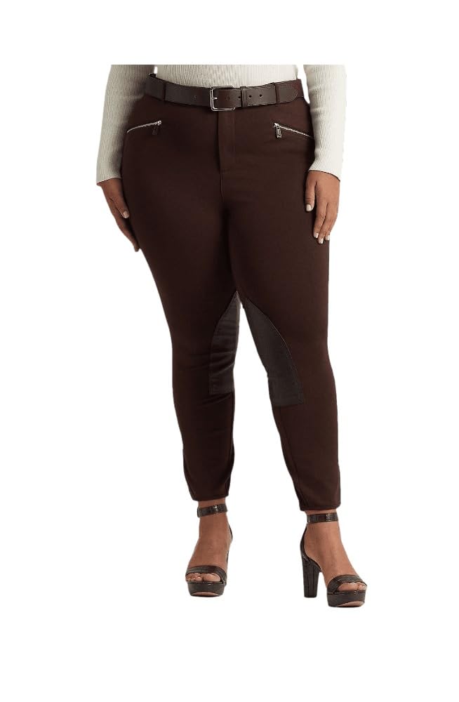 Lauren Ralph Lauren Women’s Plus Size Faux-Leather Knee Pants in Circuit Brown (3X)