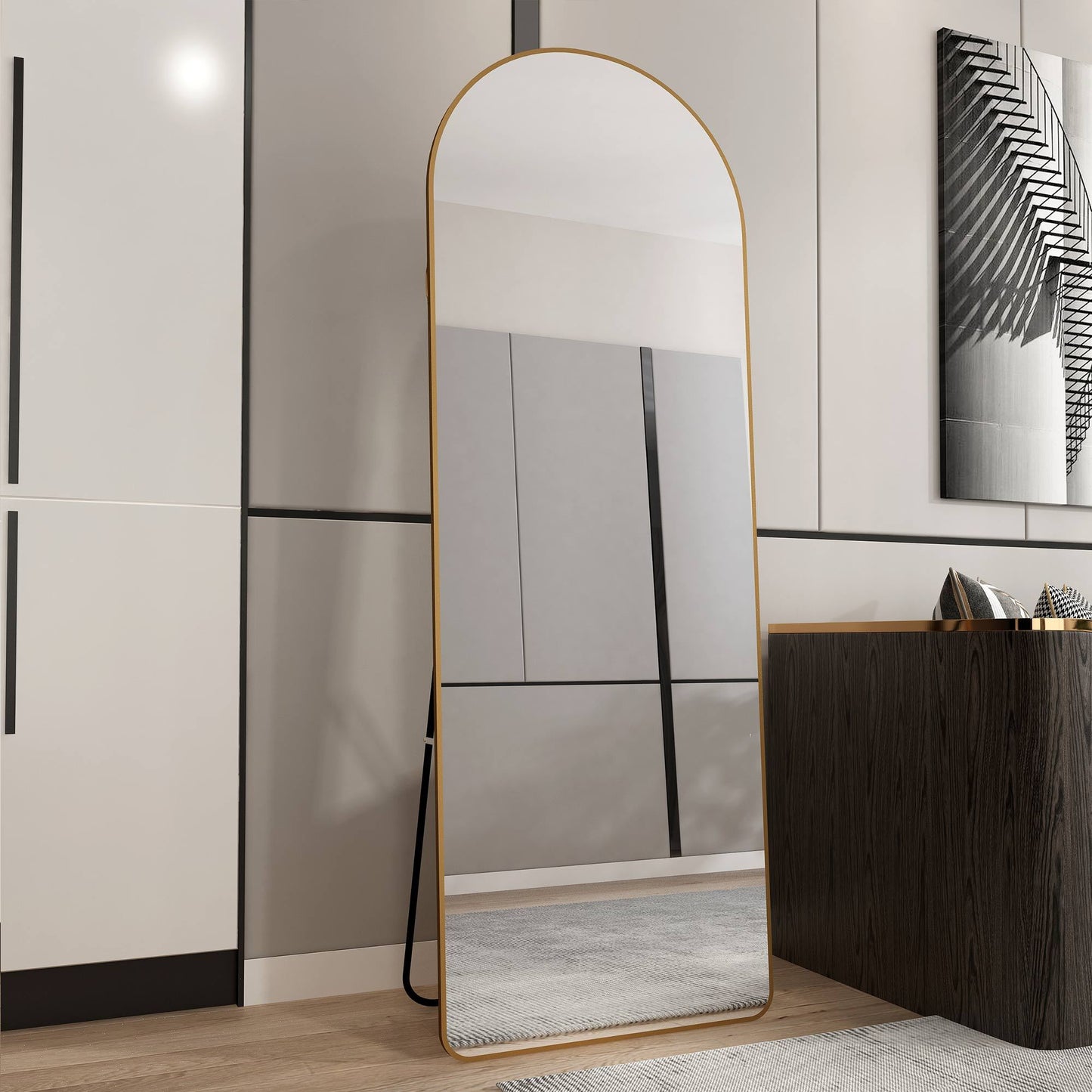 The 4th Generation Floor Mounted Full Length Mirror with Gold Frame