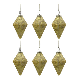 Set of 12 Gold Glass Teardrop Christmas Ornaments
