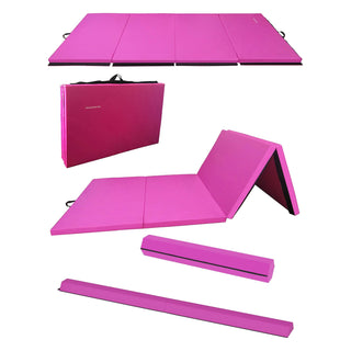 Tapete multifuncional BalanceFrom Fitness com trave de equilíbrio de 2,4 m, conjunto de ginástica, rosa