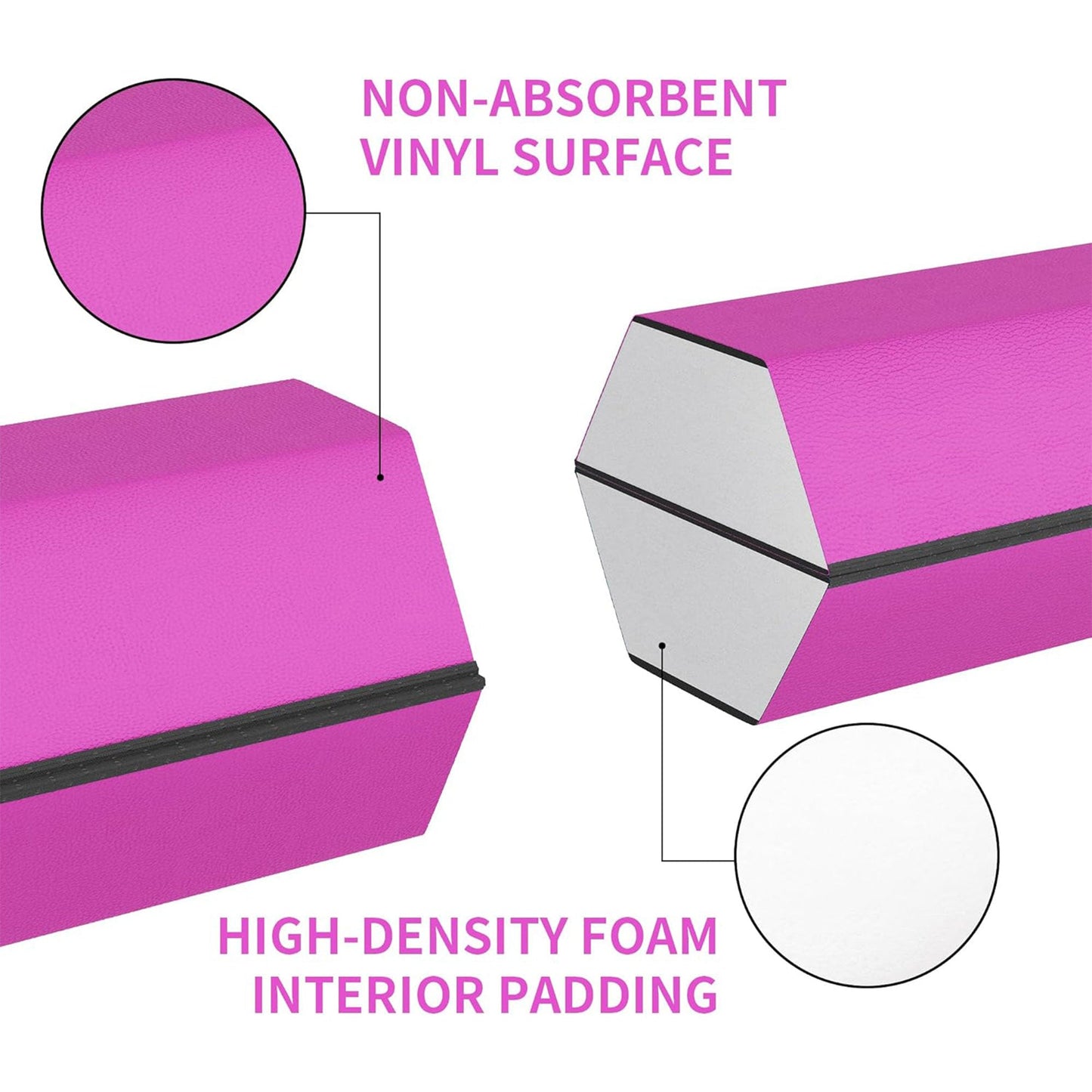 Tapete multifuncional BalanceFrom Fitness com trave de equilíbrio de 2,4 m, conjunto de ginástica, rosa