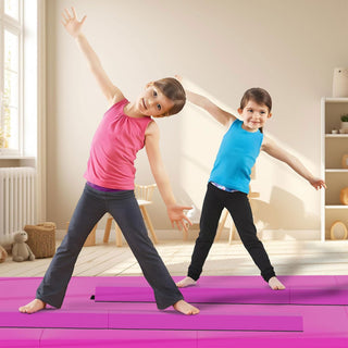 Tapete multifuncional BalanceFrom Fitness com trave de equilíbrio de 2,4 m, conjunto de ginástica, rosa