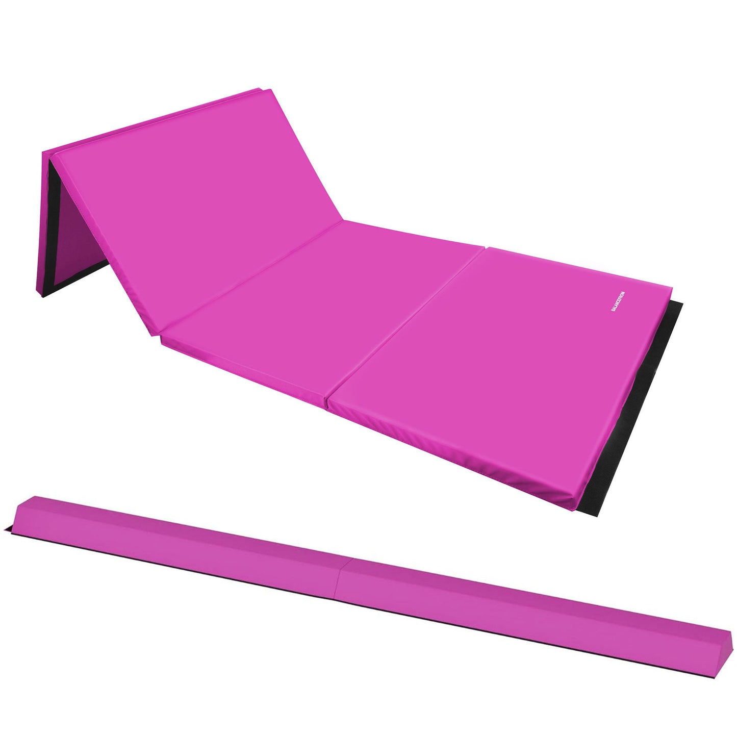 Tapete multifuncional BalanceFrom Fitness com trave de equilíbrio de 2,4 m, conjunto de ginástica, rosa