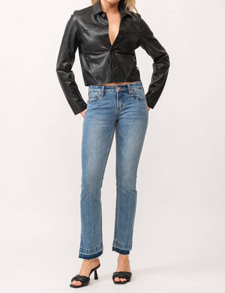 Calça jeans reta e justa com fenda e cintura média Dear John Denim Playback