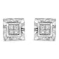 .925 Sterling Silver 1/6 Cttw Invisible Set Princess-Cut Diamond Quad Composite Stud Earrings (H-I Color, I1-I2 Clarity)