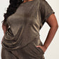 The Curve La - Plus Size Glitter Knit Short Sleeve Top And Wide Leg Pants Set