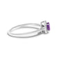 10K White Gold 5X3MM Oval Purple Amethyst and Diamond Accent Halo Ring (I-J Color, I1-I2 Clarity) - Ring Size 6.5