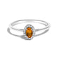 10K White Gold 5X3MM Oval Purple Amethyst and Diamond Accent Halo Ring (I-J Color, I1-I2 Clarity) - Ring Size 6.5