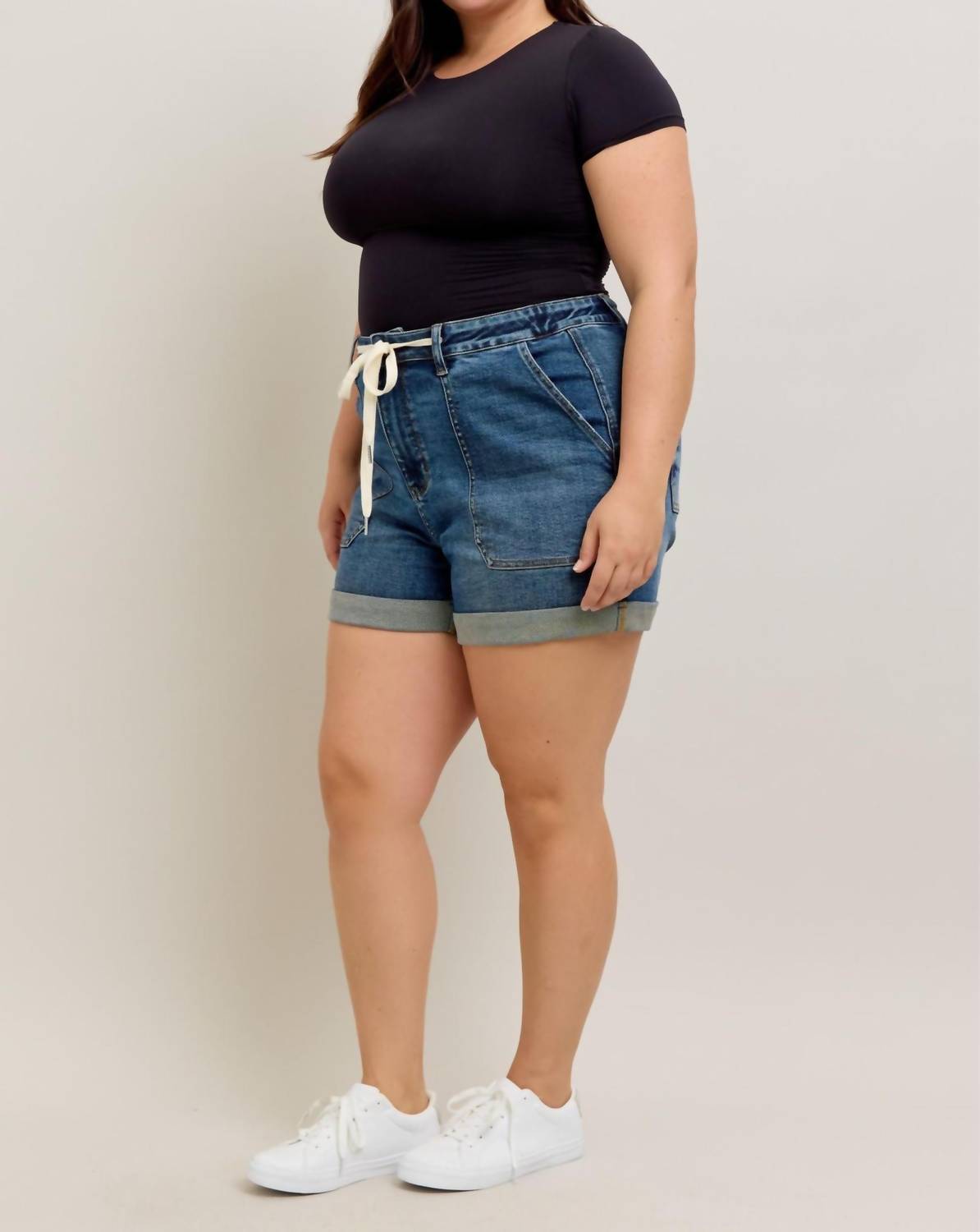 Judy Blue - High Waist Cuff Jogger Shorts - Plus
