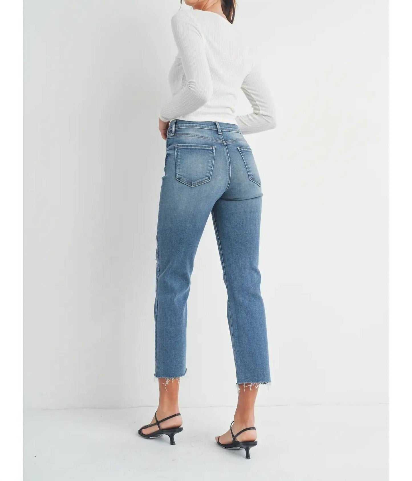 Just Black Denim - Distress Slim Straight Jeans