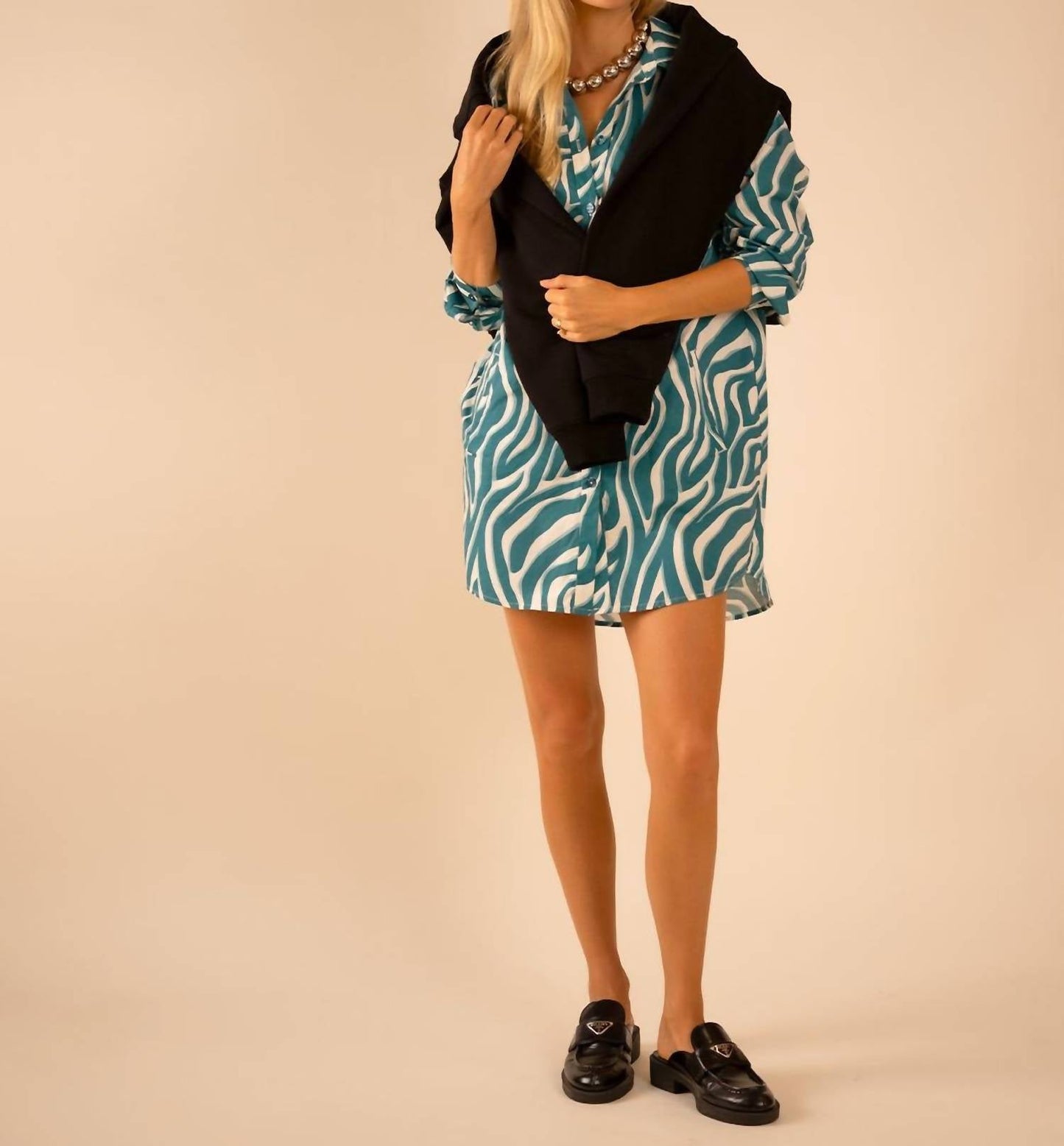 Care Tucker - Preslie Poplin Shirt Dress - Shaded Zebra