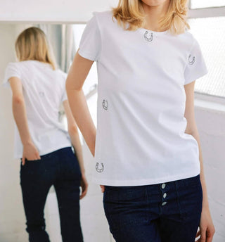 Catherine Gee - Embroidered Horseshoe Cotton T-shirt