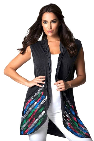 Angel Apparel - Colete pintado à mão com corte a laser