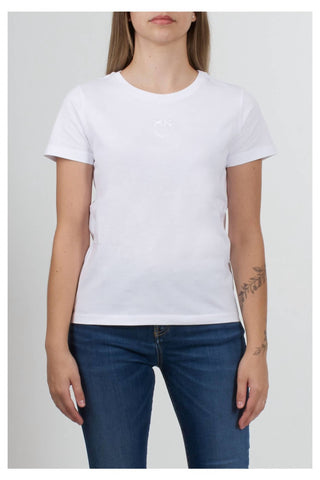 Pinko - Camiseta de algodão bordada Love Birds com mangas curtas