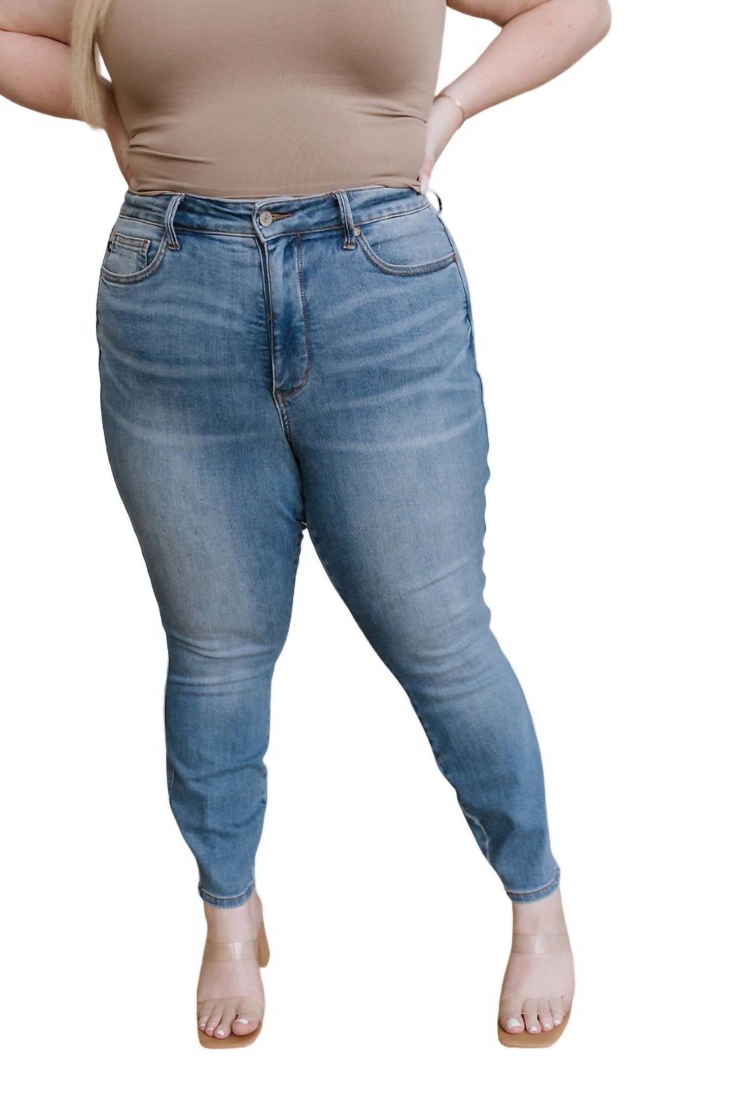 Judy Blue - High Rise Control Top Shield Pocket Skinny Jeans