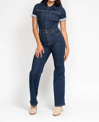 Judy Blue - Macacão jeans reto com controle de barriga e cintura alta