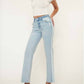 Kancan - High Rise Contrast Accent Straight Leg Jean