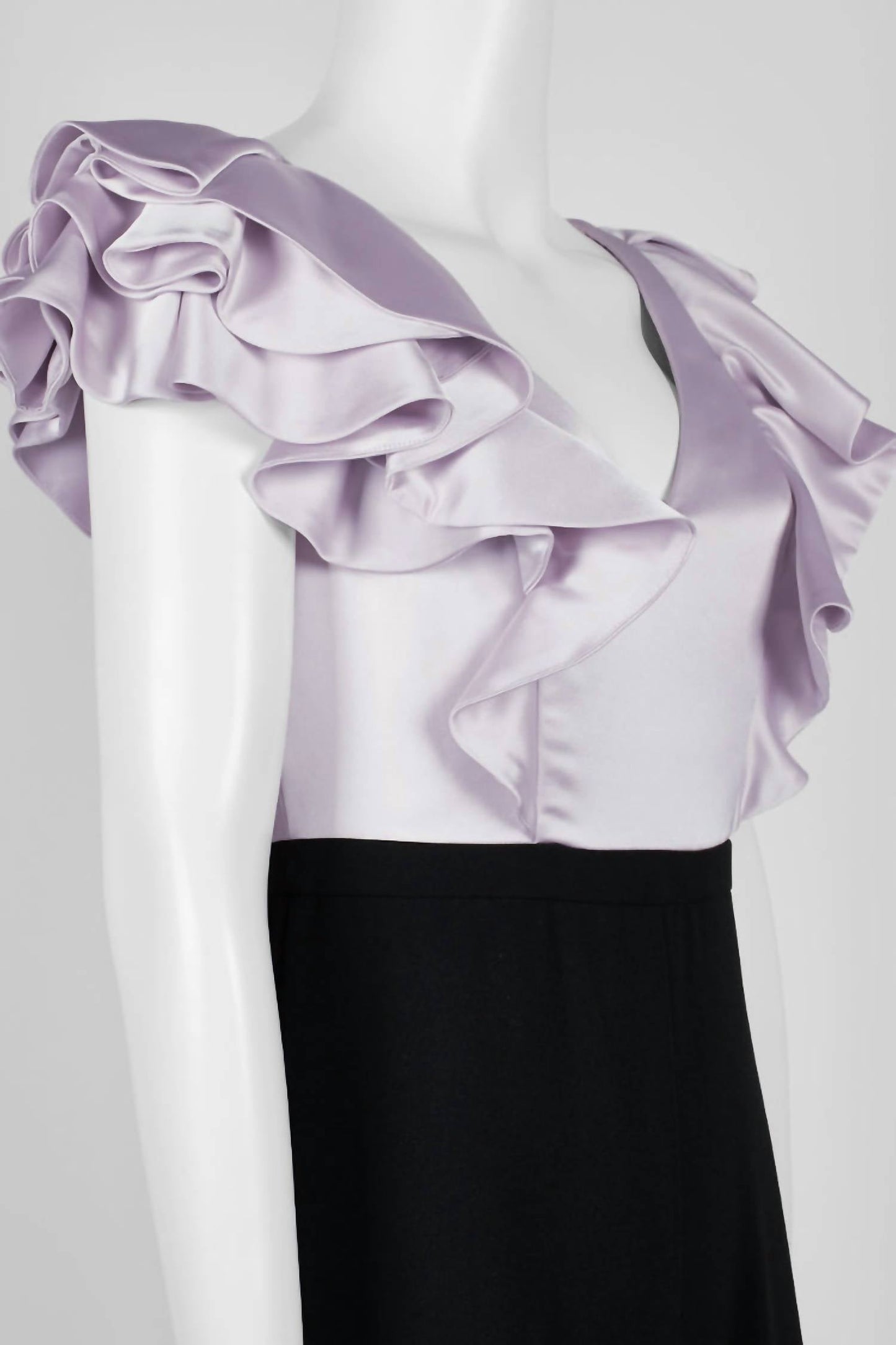 Aidan Mattox - V-neck Flutter Sleeve Satin Crepe Jumpsuit