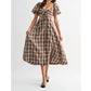 Camellia - Jori Plaid Tie Front Midi Dress