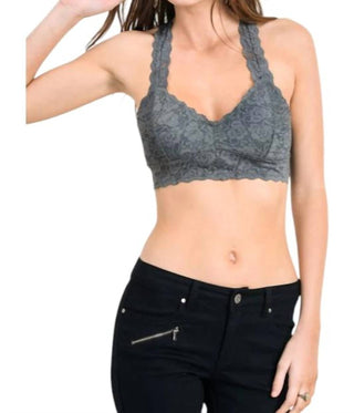 Lista de desejos - Sutiã bralette de renda acolchoado com borda recortada