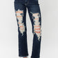 Judy Blue - Mid Rise Heavy Destroyed Straight Jean