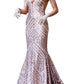Jovani - Low V Neck Sequin Dress