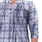 On The Plus Side - Printed Pleated 3/4 Sleeve Mandarin Collar Tunic Top