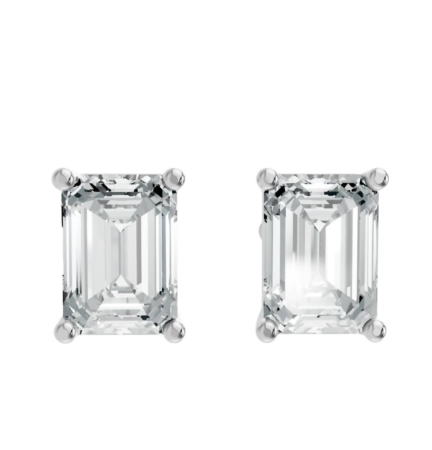 Aamiaa - Women's Emerald Shape 4 Prong Push Back Studs