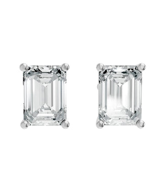 Aamiaa - Women's Emerald Shape 4 Prong Push Back Studs