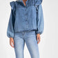 Elan - Blusa jeans manga comprida com babados