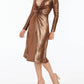 Dress The Population - Daria Metallic Long Sleeve Fit & Flare Dress