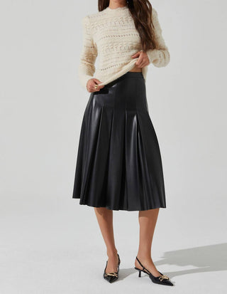 Astr - Vena Pleated Faux Leather Skirt