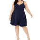 City Studio Womens Plus Sweetheart Neckline Tummy Slimming Party Dress Navy 14W