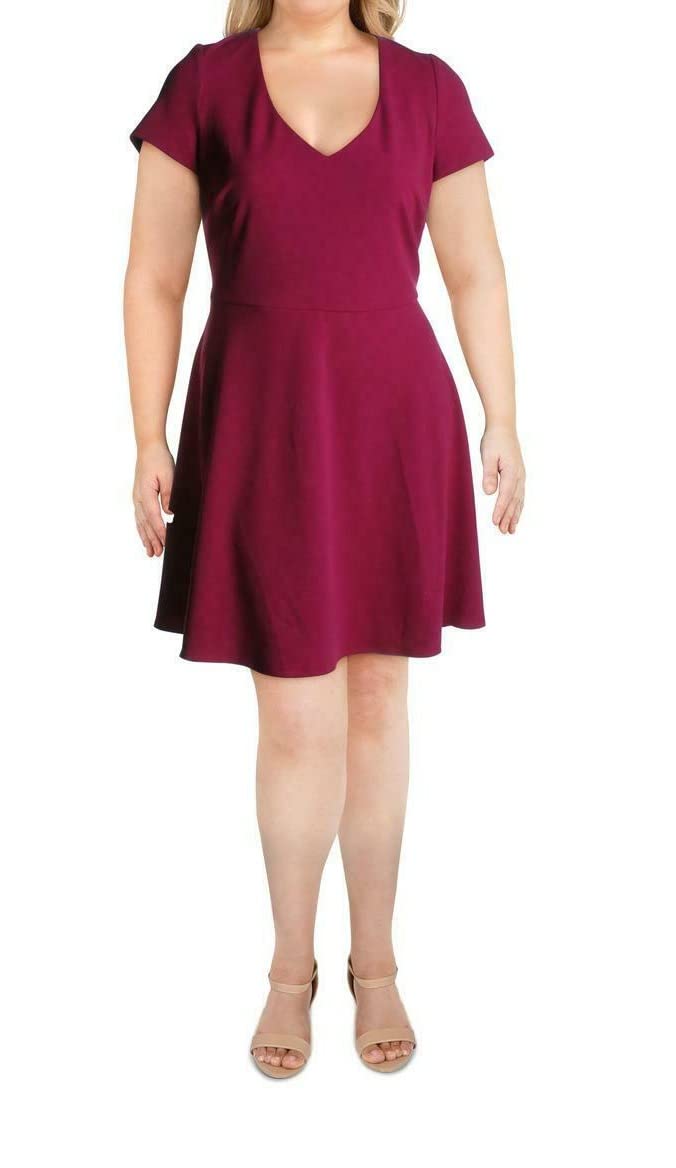 B. Darlin Womens Juniors Plus Tie Back Fit & Flare Dress Purple 20W