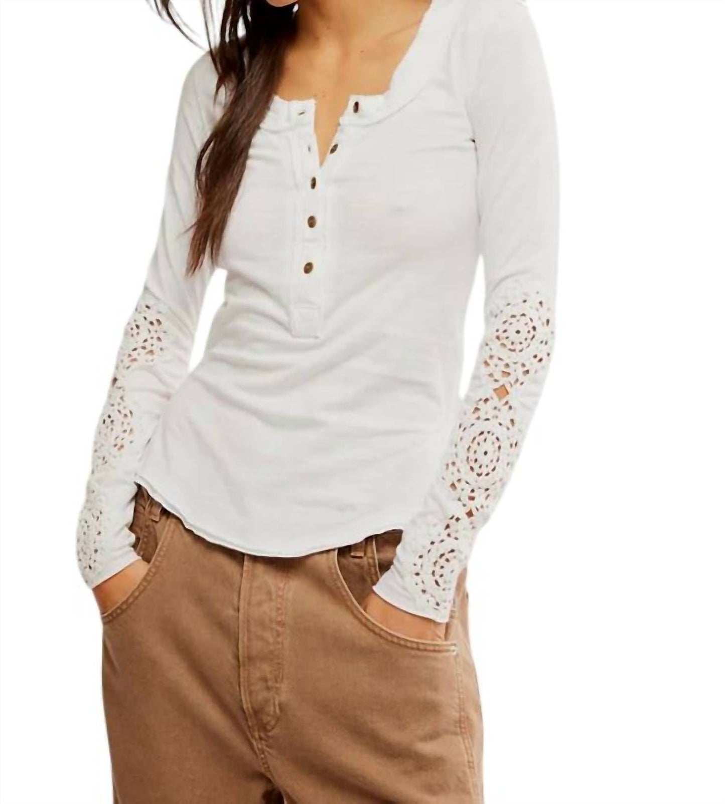 Free People - Our Song Henley Cuff Tee