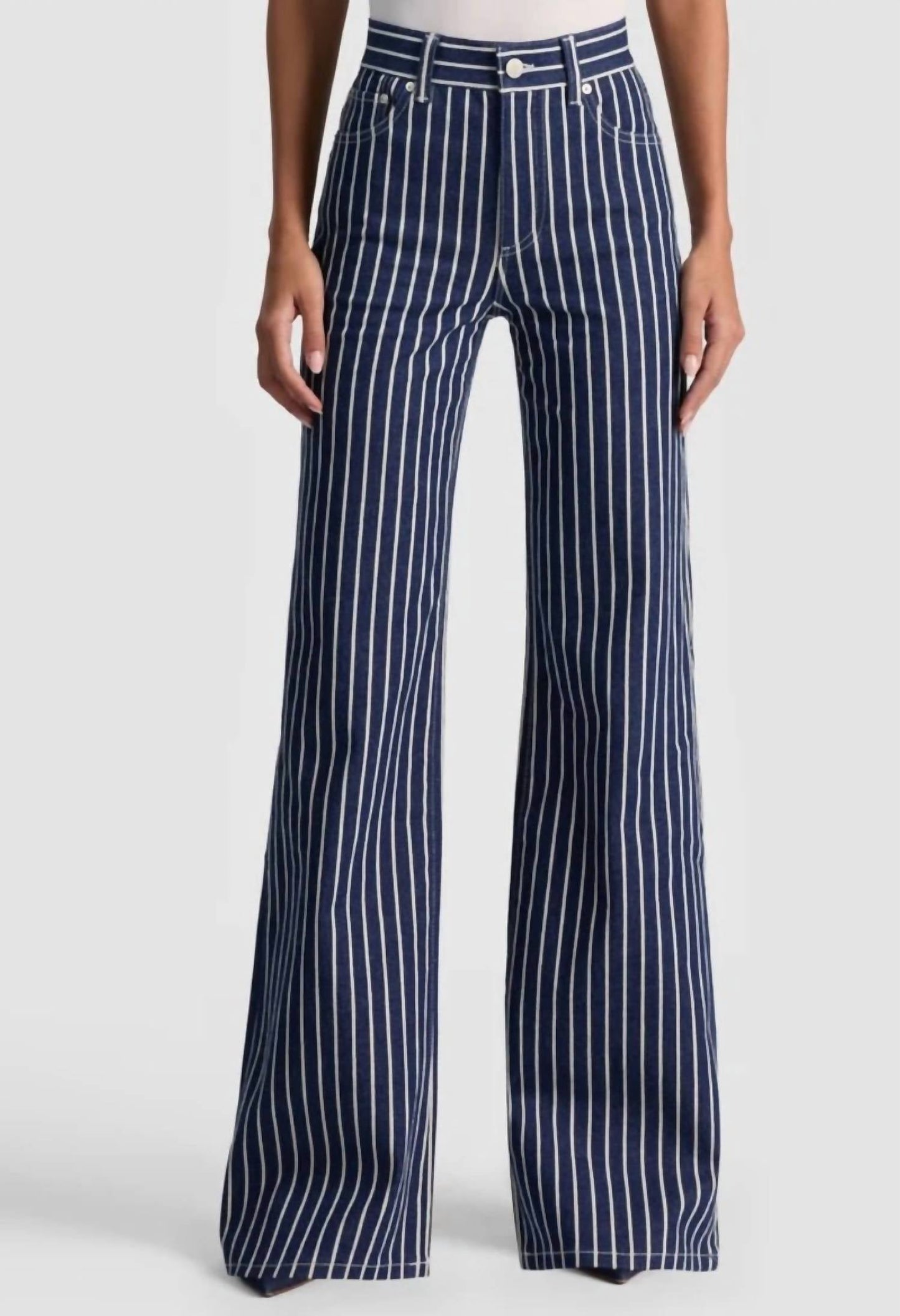 Alice + Olivia - Chic Striped Wide Leg Jeans